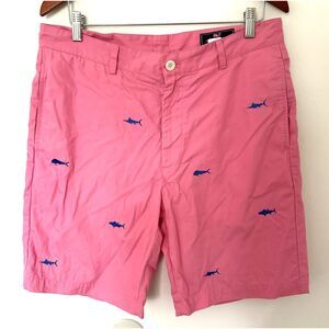 Vineyard Vines Club Pink Blue Marlin Embroidery Summer Preppy Chino Shorts Sz 34